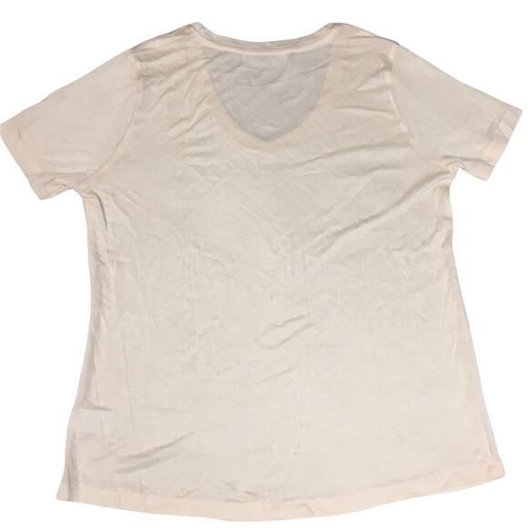Double Zero T-Shirt Ivory Short Sleeve Round Neck Stretch Knit Women's Small Top - Picture 6 of 6